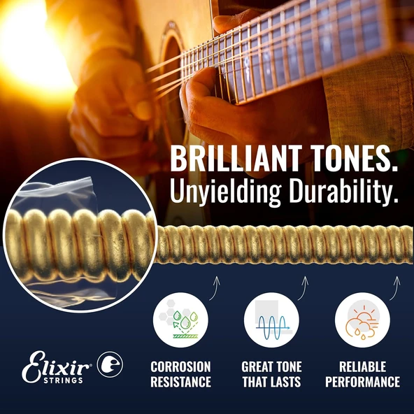 Elixir 012-053 Fosfor Bronz Akustik Gitar Teli (16052) - Resim 3