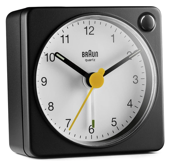 Braun BC02XBW Siyah-Beyaz Klasik Seyahat Analog Alarmlı Masa Saati ürün görseli 1