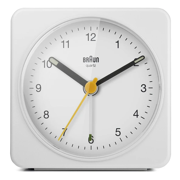 Braun BC03W Beyaz Klasik Seyahat Analog Alarmlı Masa Saati ürün görseli 1