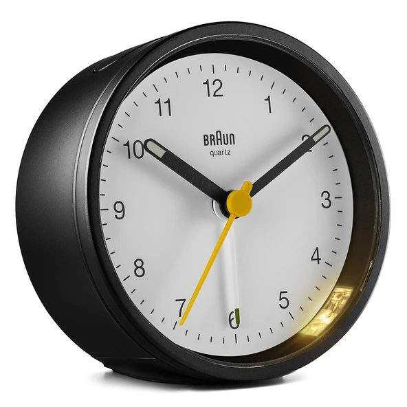 Braun BC12BW Siyah-Beyaz Klasik Analog Alarmlı Masa Saati ürün görseli 1
