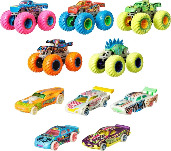 Hot Wheels Monster Trucks Karanlıkta Parlayan Araçlar Paketi, 3 Yaş Ve Üzeri, Hcb57 ürün görseli 1