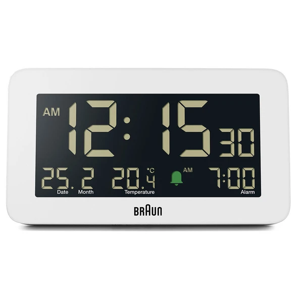 Braun BC10W Beyaz Dijital Alarmlı Masa Saati ürün görseli 1