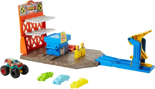 Hot Wheels Monster Trucks Patlama İstasyonu Oyun Seti Ve 1 Adet 1:64 Ölçekli Hw Demo Derby Ile 3 Ade ürün görseli 1