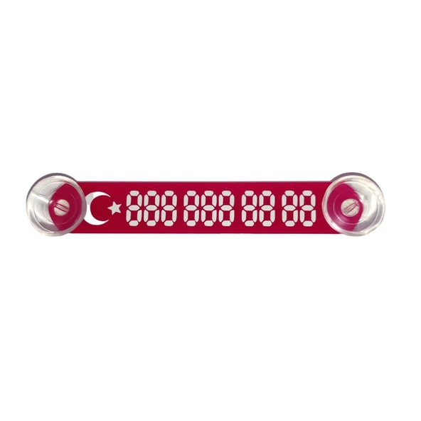 Kırmızı-Beyaz Ay Yıldız Cama Vantuzlu Oto Araç içi Telefon Numaratör,Telefon No Gösterici ,YDNMR022 ürün görseli 1