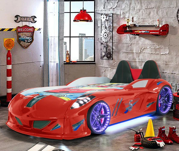 Arabalı Yatak, Jaguar Koltuklu Full Ledli Arabalı Yatak - Kırmızı ürün görseli 1