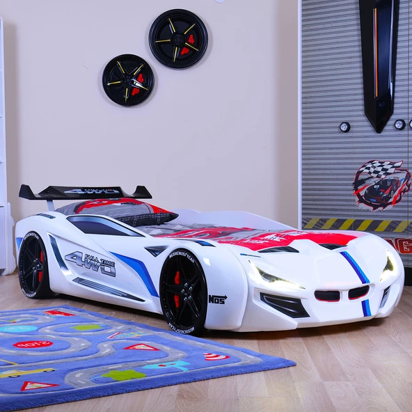 Arabalı Yatak, Mercedes Rüzgarlıklı Arabalı Yatak - Beyaz ürün görseli 1