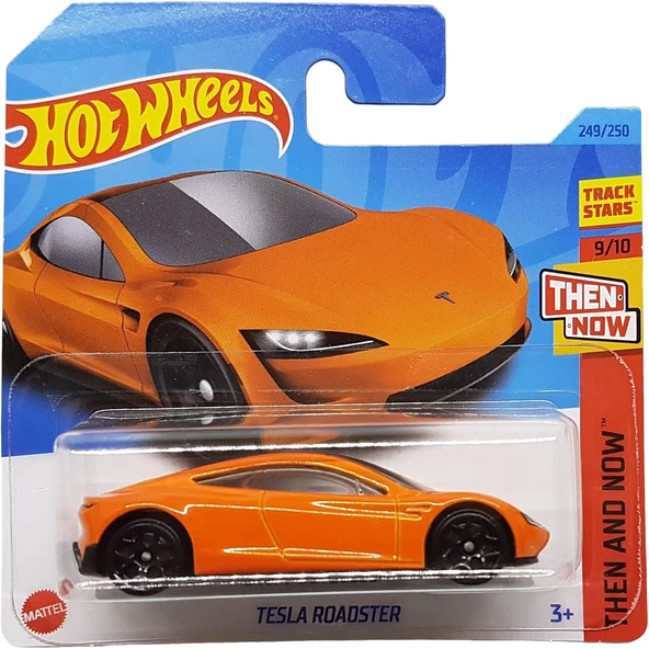 Hot Wheels - Tesla Roadster - Then And Now 9/10 - Hkj47 - Short Card - Orange - Track Stars - Mattel ürün görseli 1
