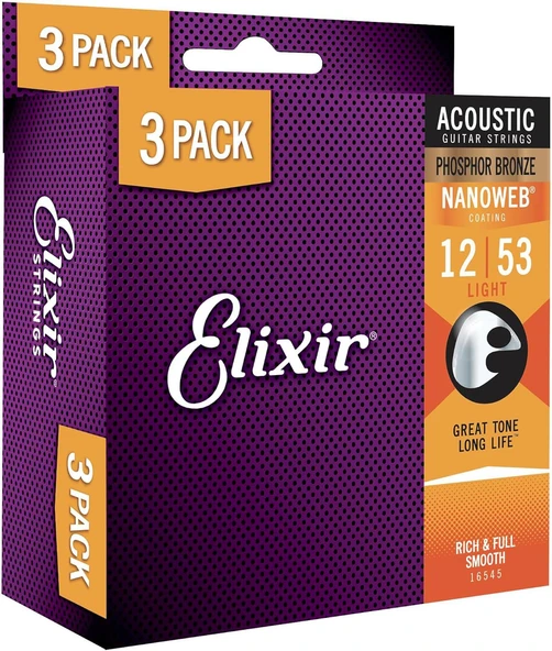 Elixir Akustik Fosfor Bronz Nano Tel 012/053 (3'lü Paket) ürün görseli 1