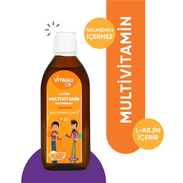 Vitago Kids-L-Arjinin, Multivitamin Şurup Rafadan Tayfa ürün görseli 1