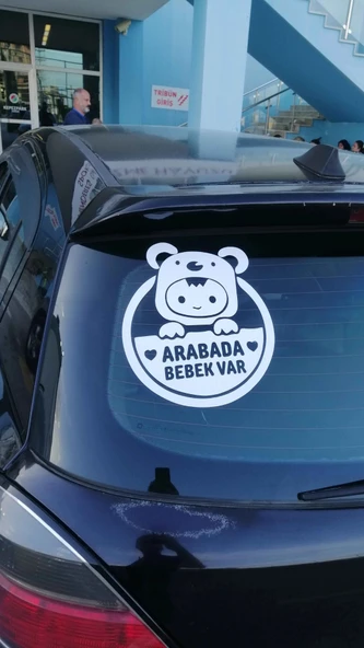 Arabada Bebek Var Araba Cam Sticker 24x28cm 2 Elli - Resim 3