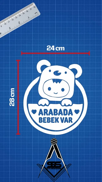 Arabada Bebek Var Araba Cam Sticker 24x28cm 2 Elli - Resim 2