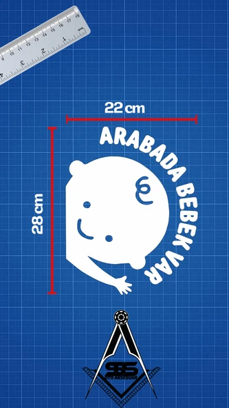 Arabada Bebek Var Araba Cam Sticker 24x28cm Tek Elli - Resim 2