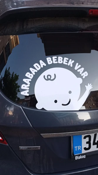 Arabada Bebek Var Araba Cam Sticker 24x28cm Tek Elli - Resim 3