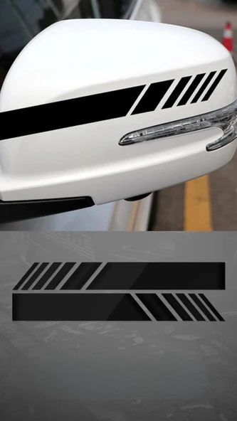 Yan Ayna Şerit Araba-Motosiklet Cam Etiket Sticker 18x5cm Siyah Renk ürün görseli 1