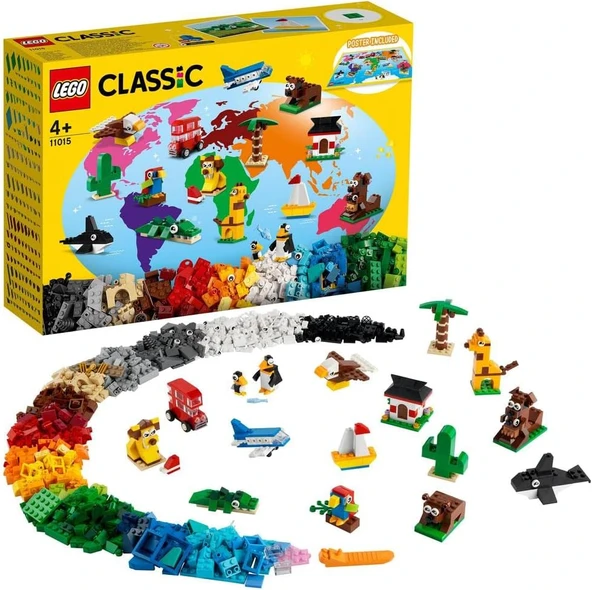 Lego Classic Dünya Turu 11015-4 Yaş Ve Üzeri Çocuklar Için Simgeleşmiş Hayvan Oyuncakları Içeren Yar ürün görseli 1