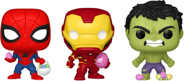 Funko Pocket Pop!: Marvel - Paskalya Örümcek Adam, Demir Adam Ve Hulk 3'Lü Paket ürün görseli 1
