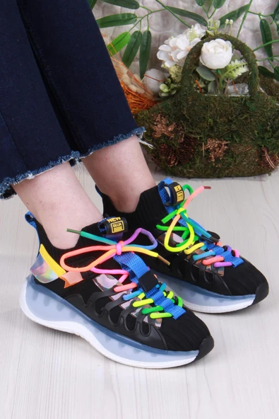 Guja Karsu Rahat Esnek Özel Tasarım Renkli Bağcuklı Sneaker Kadın Ayakkabı ürün görseli 1
