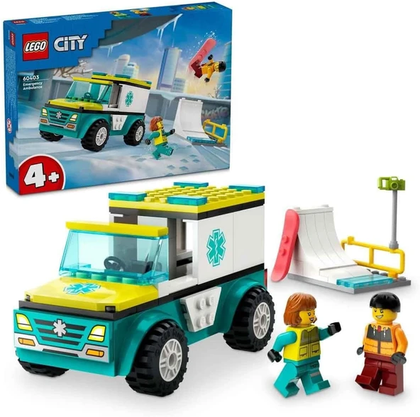 Lego City Acil Ambulansı Ve Snowboardcu 60403-4 Yaş Ve Üzeri İçin Minifigür İçeren Yaratıcı Oyuncak ürün görseli 1