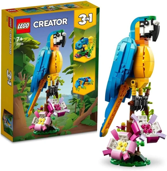Lego Creator Egzotik Papağan 31136-7 Yaş Ve Üzeri Çocuklar İçin Papağan, Balık Ve Kurbağa Modelleri ürün görseli 1