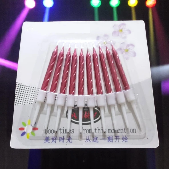 10 ADET YÜKSEK KALİTE KIVRIMLI METALİK KIRMIZI MUM 8 CM KIRMIZI PASTA MUMU KIRMIZI DOĞUM GÜNÜ MUMU ürün görseli 1