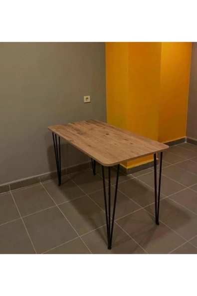 BAMBEDS MOBİLYA 70x110 Çam Metal Ayaklı Masa Mutfak Masası Çalışma Masası Bilgisayar Masası ürün görseli 1