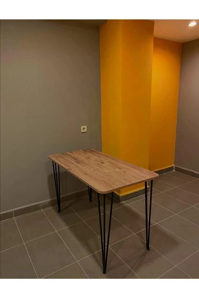 Feza Retro 60×120 Metal Ayaklı Masa Mutfak Masası Çalışma Masası Bilgisayar Masası 120 cm 75 cm Kahveren ürün görseli 1