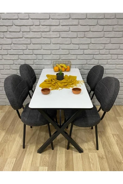 BAMBEDS MOBİLYA Masa Takımı, Yemek Masası, Mutfak Masası, Balkon Masası - 70x110 Beyaz ürün görseli 1