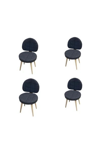 BAMBEDS MOBİLYA 4 Adet Poverty Wood Sandalye Gri Mutfak Salon Yemek Odası Sandalyesi Ahsap Ayak ürün görseli 1