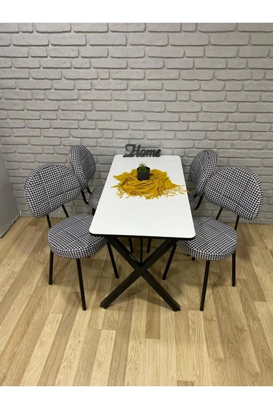 BAMBEDS MOBİLYA Masa Takımı, Yemek Masası, Mutfak Masası, Balkon Masası - 70x110 Beyaz 4 Arkalıklı Sandalye ürün görseli 1