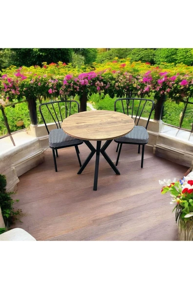 BAMBEDS MOBİLYA 70x70 Çam Yuvarlak Masa Ahtapot Ayak Güneş Sandalye 2 Adet ürün görseli 1