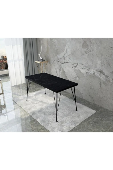BAMBEDS MOBİLYA 60x120 Dekoratif Mutfak Masası, Yemek Masası, Çalışma Masası, Bilgisayar Masası Siyah Mermer ürün görseli 1