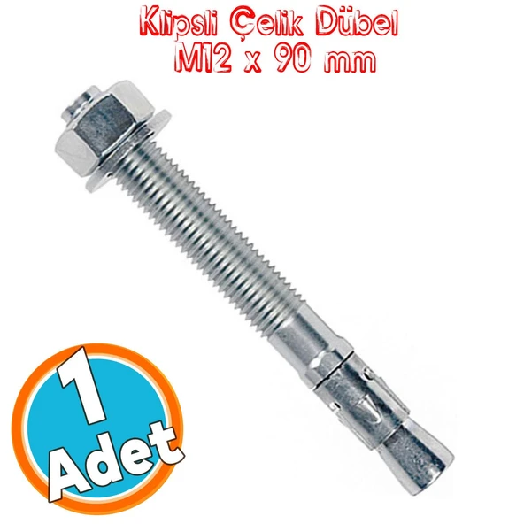 Klipsli Saplamalı Çelik Dübel M12x90 mm Raf Montaj Bağlantı Zemin Monte Tavan Beton Asma Aparat ürün görseli 1