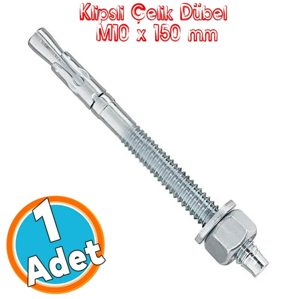 Klipsli Saplamalı Çelik Dübel M10x150 mm Raf Montaj Bağlantı Zemin Monte Tavan Beton Asma Aparat ürün görseli 1