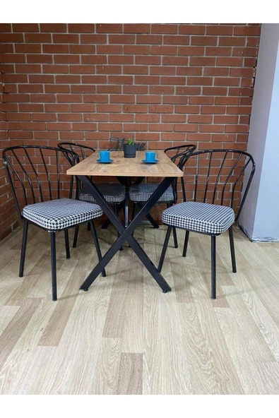 BAMBEDS MOBİLYA Masa Takımı, Yemek Masası, Mutfak Masası, Balkon Masası - 70x110 Çam 4 Güneş Sandalye ürün görseli 1