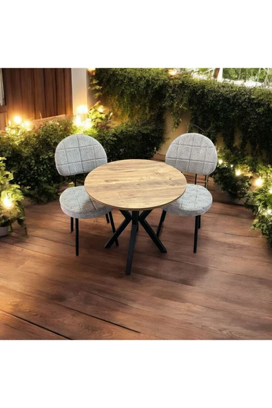 BAMBEDS MOBİLYA 70x70 Çam Yuvarlak Balkon Masa Ahtapot Ayak Armut Sandalye 2 Adet ürün görseli 1