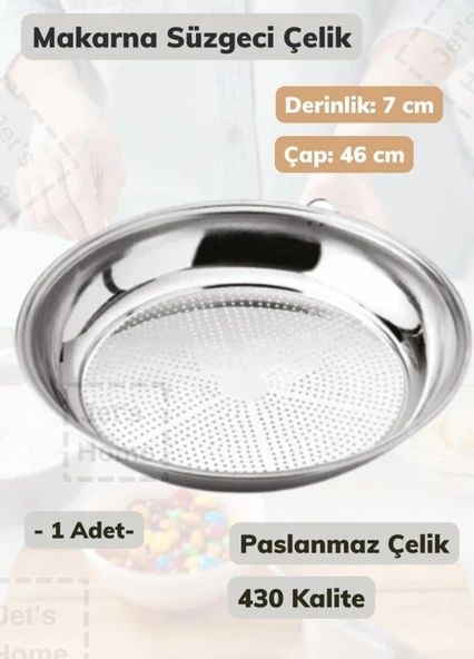 Makarna Süzgeci 46 cm Paslanmaz Çelik Süzgeç İnce ürün görseli 1