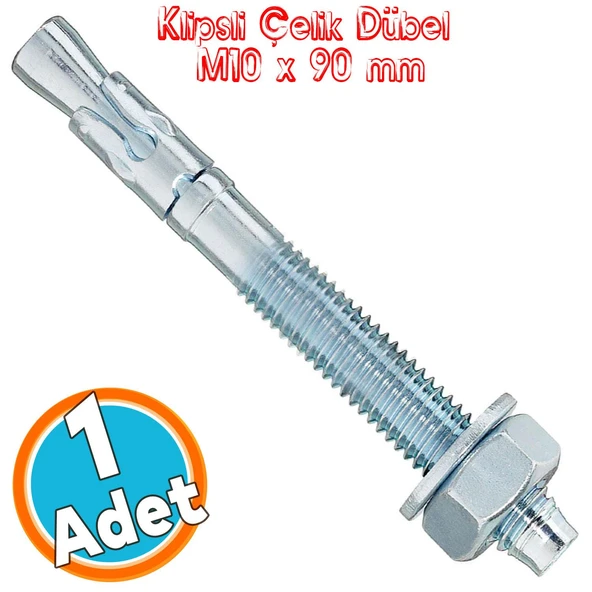Klipsli Saplamalı Çelik Dübel M10x90 mm Raf Montaj Bağlantı Zemin Monte Tavan Beton Asma Aparat ürün görseli 1