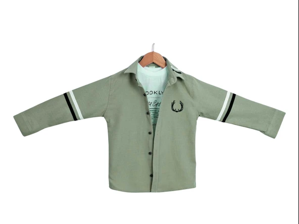 NAKIŞLI T-SHIRTLU ERKEK GÖMLEK - Resim 3