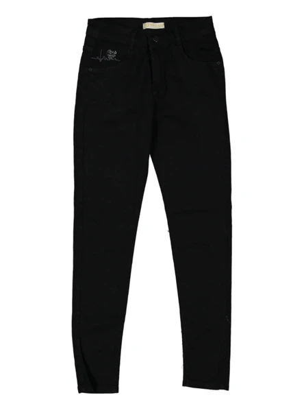 KALP NAKIŞLI JEANS KIZ PANTOLON ürün görseli 1