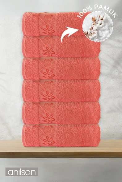 6'lı Flora Pembe Banyo Havlusu - 70x140cm, 490gr, %100pamuk, Spa Ve Otel Havlusu ürün görseli 1