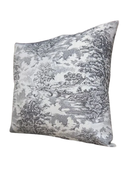 LOOM & LAUREL Jakarlı Dokuma Kumaş Kırlent 45x43 cm (İçi Dolu) Gri Ağırlıklı ürün görseli 1