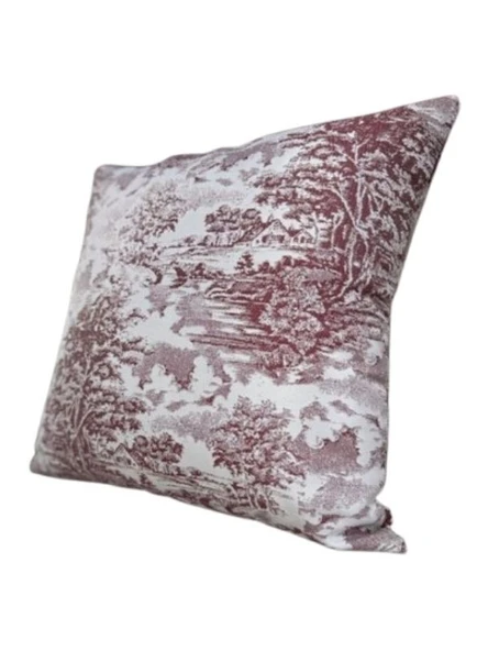 LOOM & LAUREL Jakarlı Dokuma Kumaş Kırlent 45x43 cm (İçi Dolu) Bordo Ağırlıklı ürün görseli 1