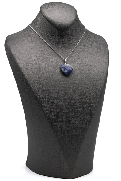 Lapis Lazuli Doğal Taş Kalp Model Kolye - Resim 2