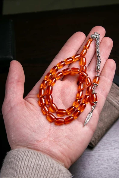 Kapsül Tane Fırınlı Malzeme Ateş Kehribar Tesbih ürün görseli 1