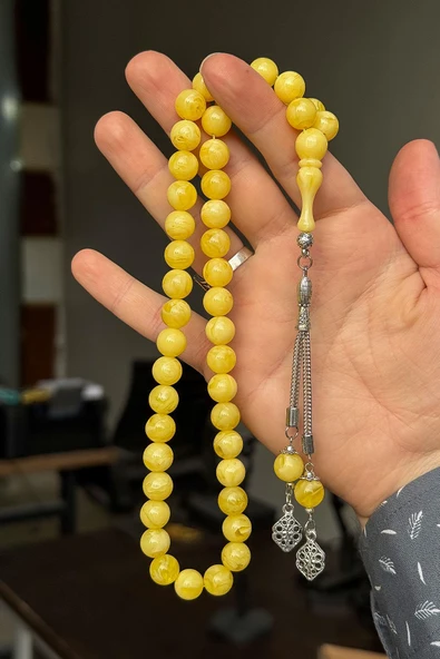 45'li Arap Model Küre Beyrut Damla Toz Kehribar Tesbih ürün görseli 1