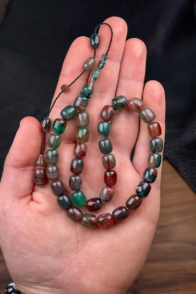 9/8 MM Hareli Ton Usta İşçilik Sıkma Kehribar Tesbih ürün görseli 1