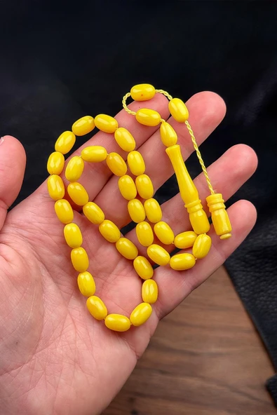 Güzel Çekimli Limon Renk Sıkma Kehribar Tesbih ürün görseli 1