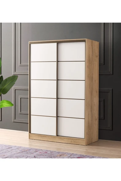 beenal Venüs Sürgülü Gardırop 135 Cm - Sonoma Ceviz-p.beyaz ürün görseli 1