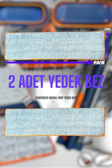 2 Adet Yedek Bez - Sadece Bez - Kendinden Sıkmalı Mop Yedek Bezi - Mikrofiber Yedek Bez ürün görseli 1
