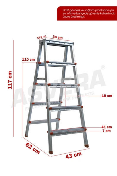 ASVERA 5+5 ÇİFT ÇIKIŞLI PROFİL MERDİVEN - Resim 2